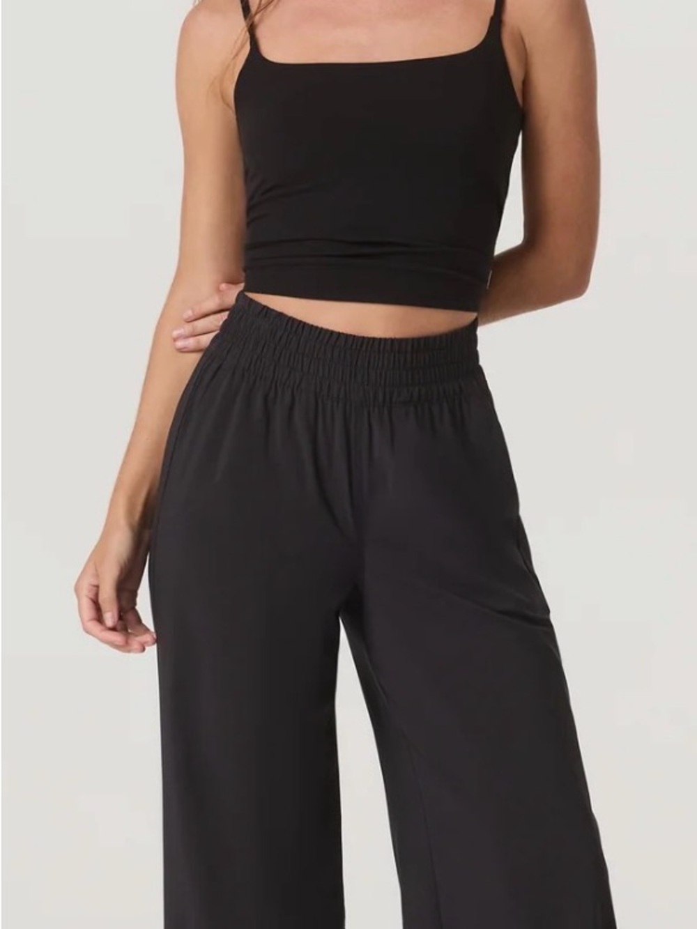 Villa Wideleg Pant - Long, Pull-On Wide-Leg Pants in Black - Picture 4 of 7